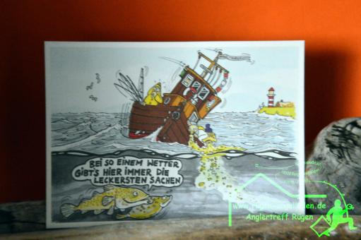 Comic Postkarte Coast-Cards - Lustige Sprüche Karten für Angler - Anglerinnen - maritim 